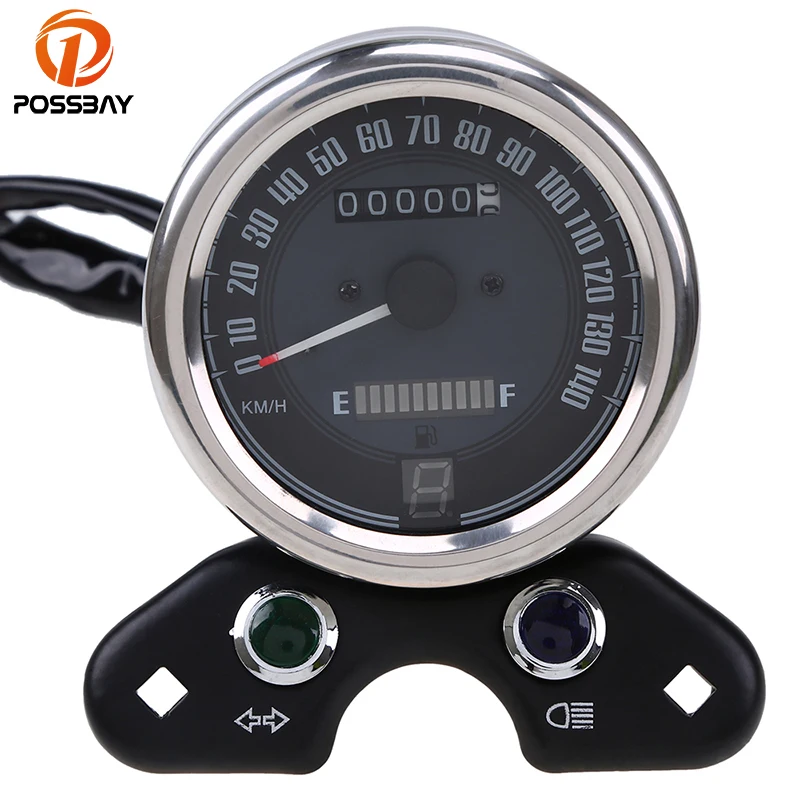  Medidor de velocímetro de doble odómetro de motocicleta POSSBAY con puerto USB ajuste Universal par