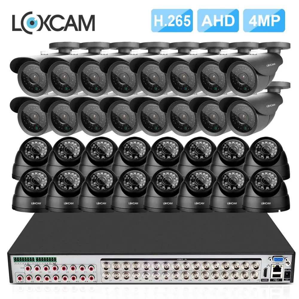 LOXCAM 32Ch H.265+ 4MP CCTV System HD IP66 indoor outdoor Waterproof Security Camera kit P2P Video Surveillance HDMI | Безопасность и