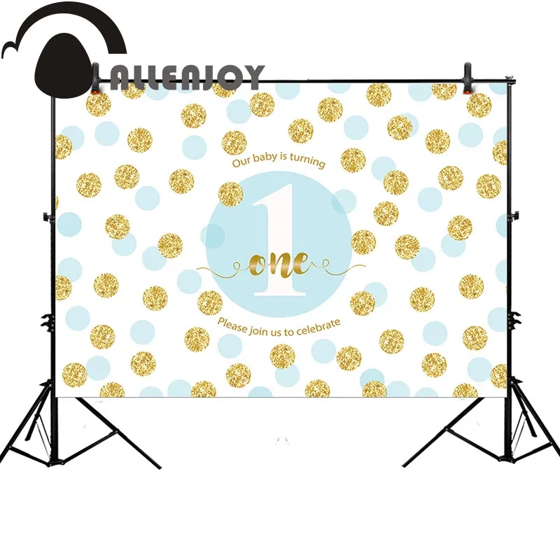 

Allenjoy photography backdrop gold blue dots 1st birthday boy background photobooth photo studio professional newborn