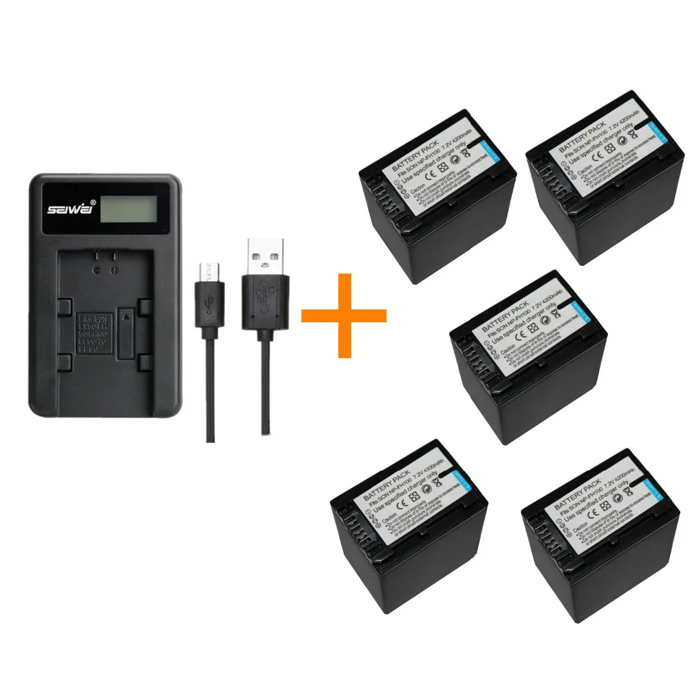 5 pcs 4200mAh NP FH100 NP FH100 Rechargeable Battery with battery ...