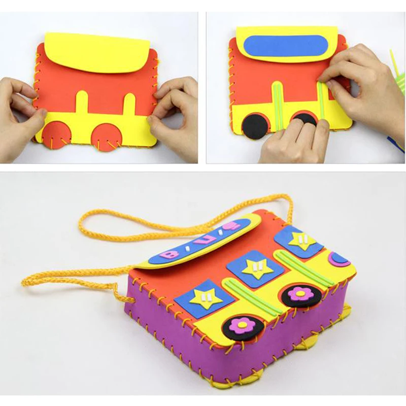 

EVA DIY Handwork Bags Cute Animal Style Bag Educational Kids Handmade Sewing Crafts Cartoon Backpacks Random Pattern