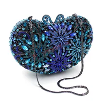 Для женщин Цветочное сердце вечерние сумки синий ювелирные изделия, Свадебный клатч кошелек Роскошная обувь с украшением в виде кристаллов, дневной клатч со стразами вечерние сумки для Для женщин Подарки