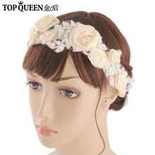 TOPQUEEN H323 модная головная повязка аксессуары для волос с бисером цветок парикмахерское платье с жемчугом свадебные свадебное головное украшение цветок с 2 цвета