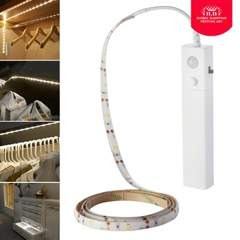 

1 Meters 60leds Led Strip Motion Activated Night Light Flexible LED Flashlight Strip Motion Sensor Automatic Bed Stair Lights