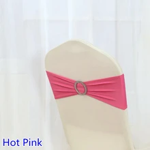 Ярко розовый цвет блестящие круглые пряжки Подвязка из спандекса для стула ленты для свадебных стульев лайкра стрейч на стул группа Универсальный отель вечерние шоу
