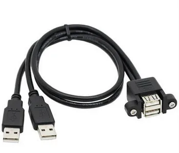 

Dual Port USB 2.0 A Male to Female M/F Extension Screw Lock Panel Mount Cable 50cm