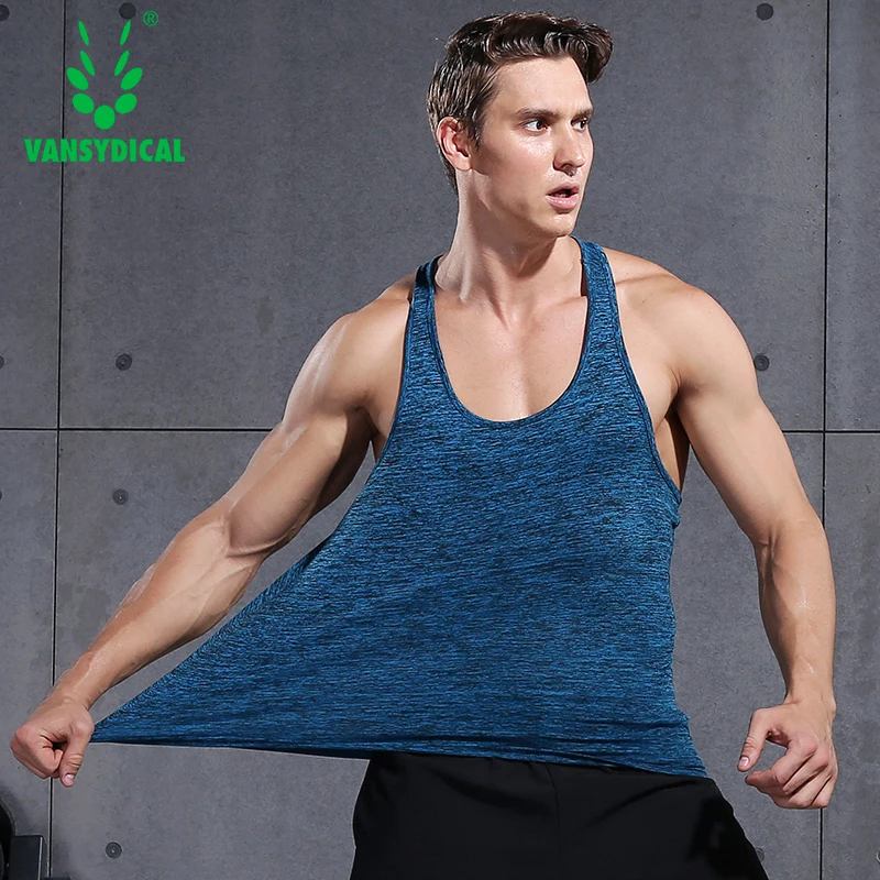 Men's Quick Dry Running Vests Sleeveless Fitness Gym Shirts Breathable
