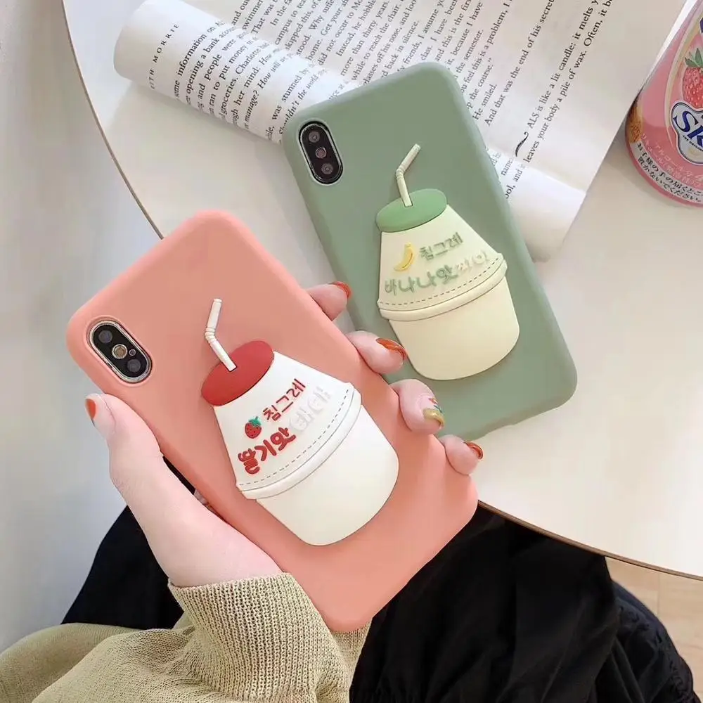 

3D Banana Strawberry Patterned Soft TPU Case Cover sfor iPhone X XR XS MAX 5S 6S 7 Plus 8 Candy Color Slim Silicon Phone Coque