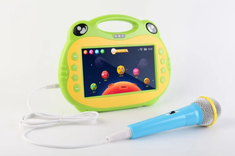 Android 7 inch tablet Kids karaoke machine 2 Microphone HDMI jack free download APP Children learning