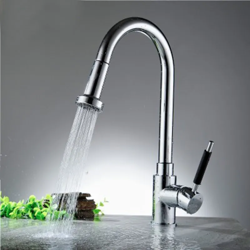 

360 Degree Swivel Pull Out Spray Spout Kitchen Sink Basin Hot and Cold Mixer Tap Faucet For Kitchen Supplies