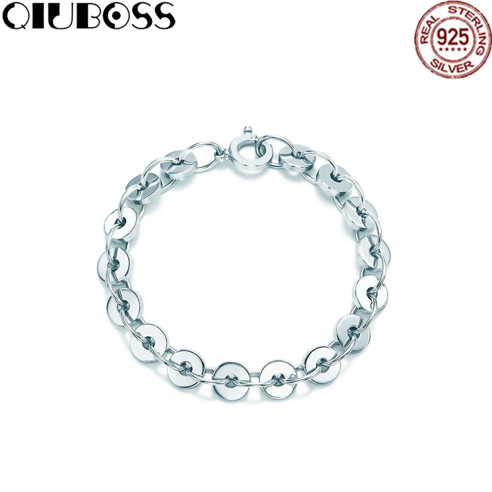 

QIUBOSS Tiffany925silver Letters Lettering Ring Link Bracelet Sterling Silver Bracelet Jewelry 19710408