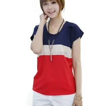 100 шт/партия, повседневные женские рубашки, модные футболки, женские рубашки в красную полоску, женские с короткими рукавами, большие свободные топы, футболки