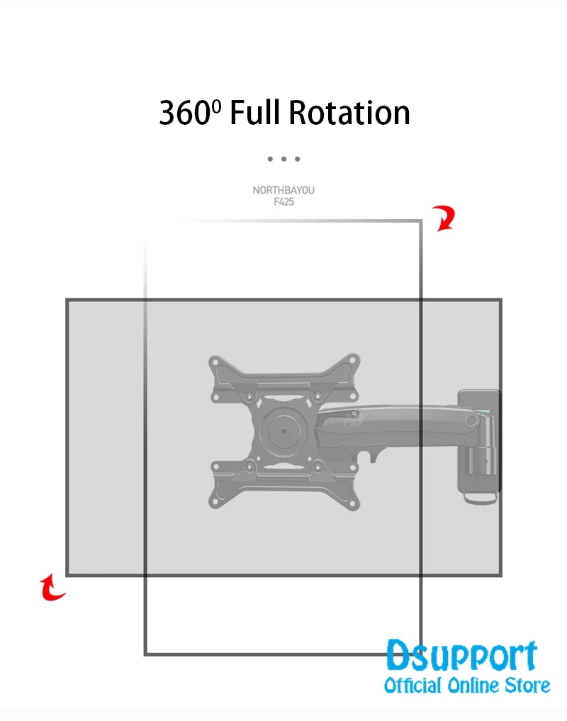 NB F425 алюминиевый полный движения 27-45 дюймов ТВ настенный кронштейн газовая пружина рука нагрузка 3-13 кг Макс. VESA 200x200 мм