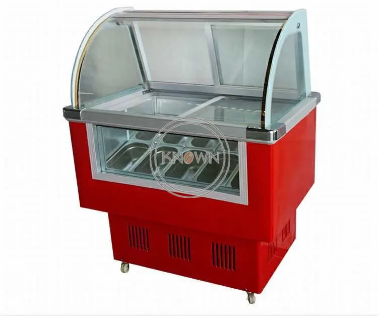

2019 popular 10 square pans ice cream display showcase freezer commercial ice cream display cabinet