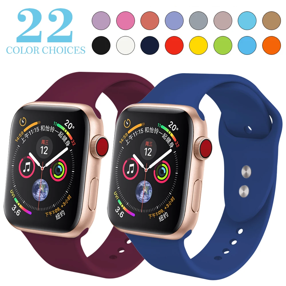 

Flexible silicone breathable watch band is applicable to Apple watch 1, 2, 3, 4 generation sport soft bracelet band iWatch band