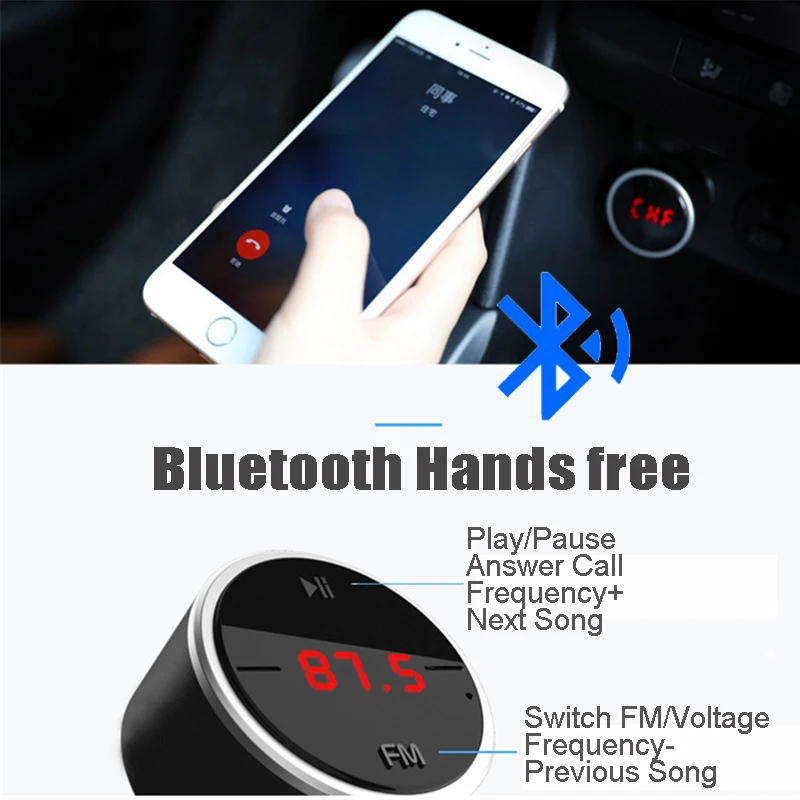 JINSERTA Bluetooth fm-передатчик автомобильный комплект громкой связи fm-радио MP3 плеер U диск USB Car Зарядное устройство