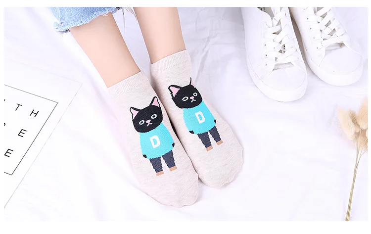 Женские носки до щиколотки с милым рисунком кота из мультфильма; забавные Носки с рисунком шиншиллы; chaussette kawaii; женские модные носки
