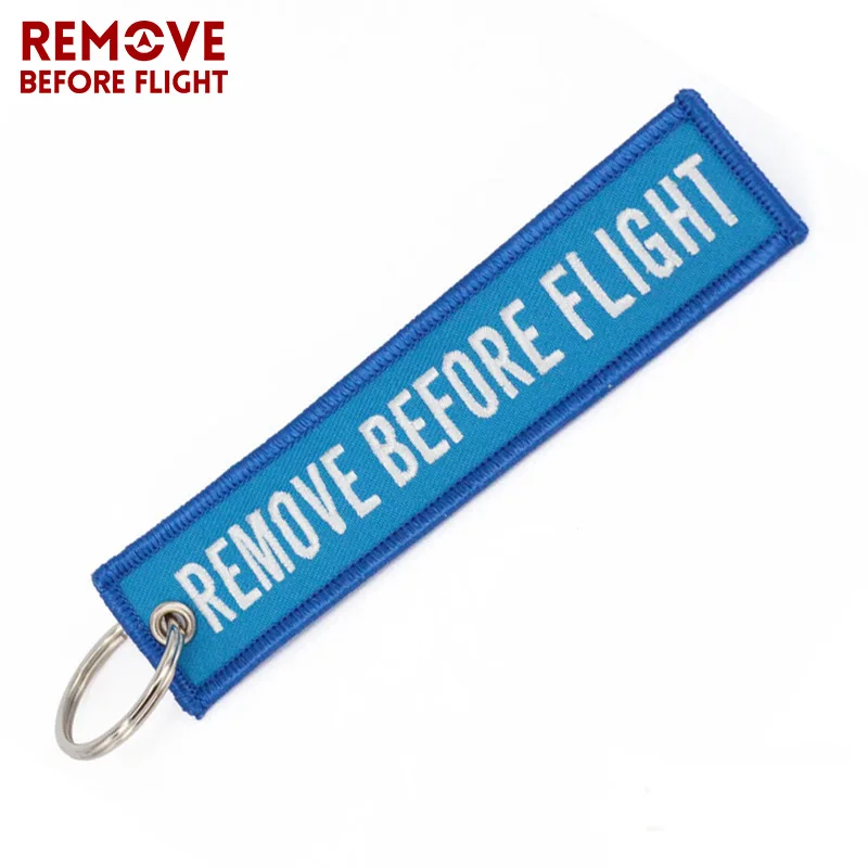 Remove Before Flight OEM Key Chains llaveros Important Tag Sky Blue Embroidery Key Fobs Chains Jewelry Aviation Gifts Chaveiro (1)
