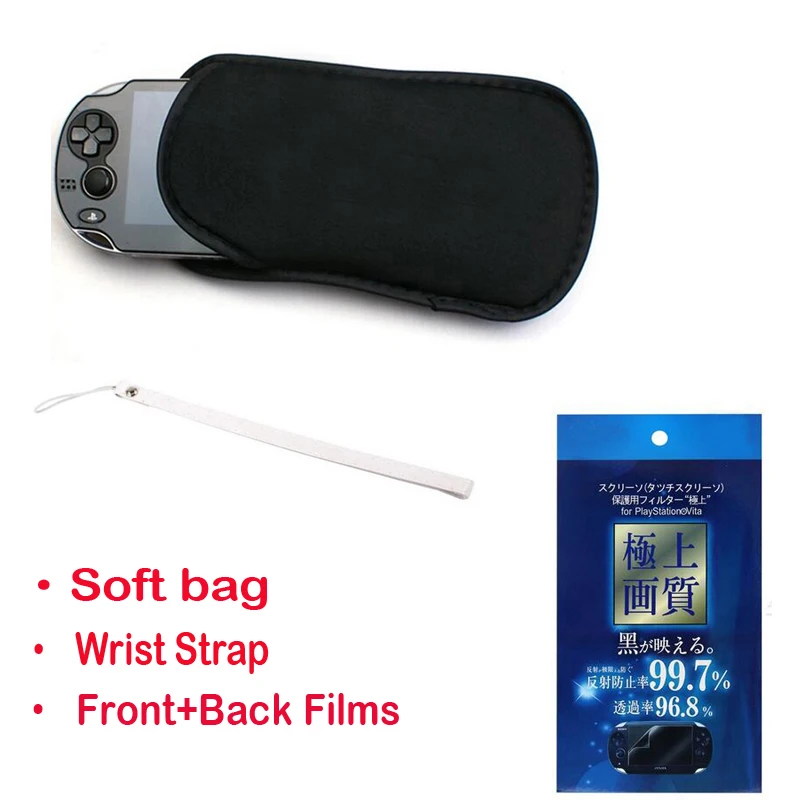 

3in1 Protective Storage Bag Pouch+wrist lanyard+Screen Protector Film Cover Case for Sony PlayStation PS Vita PSV 1000 2000 Slim