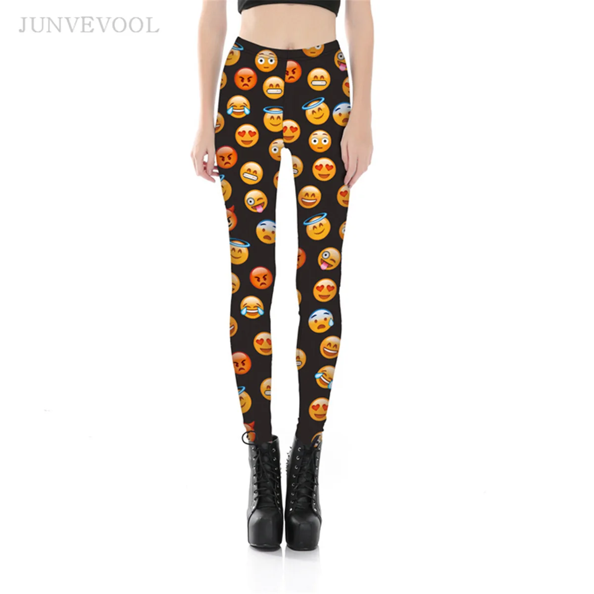 Emoji 3D Women Leggings Crop Skinny Legins Lady Capris Gothic Elastic
