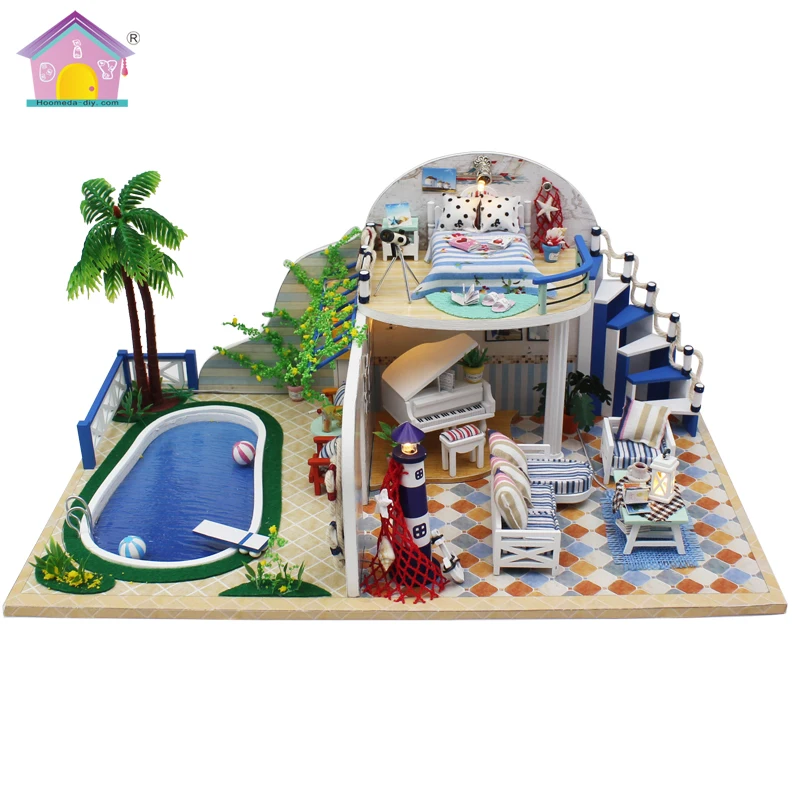 Doll House Furniture Diy Miniature Dust Cover 3D Wooden Miniaturas Dollhouse Toys for Christmas Clear summer