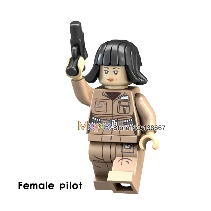 

Single Sale Female pilot PG800 Obi-Wan Robert Kenobi Lando Calrissian Poe Dameron Buiding Blocks Children Gift Toys