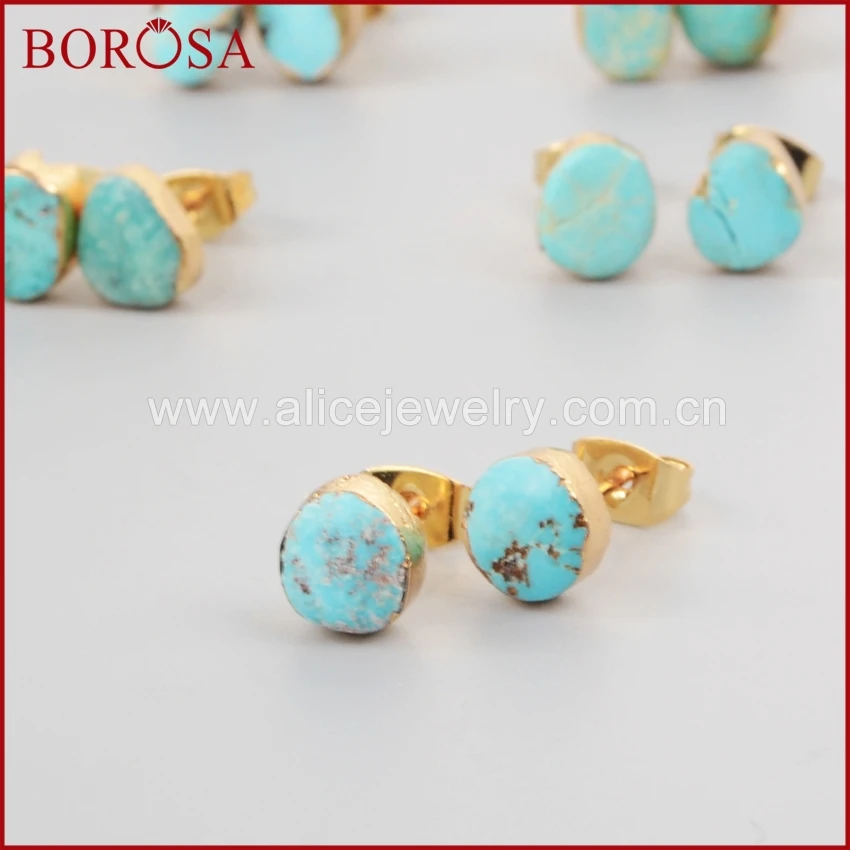 Серьги гвоздики BOROSA G1017 голубого цвета бриллиантовые серьги драгоценности