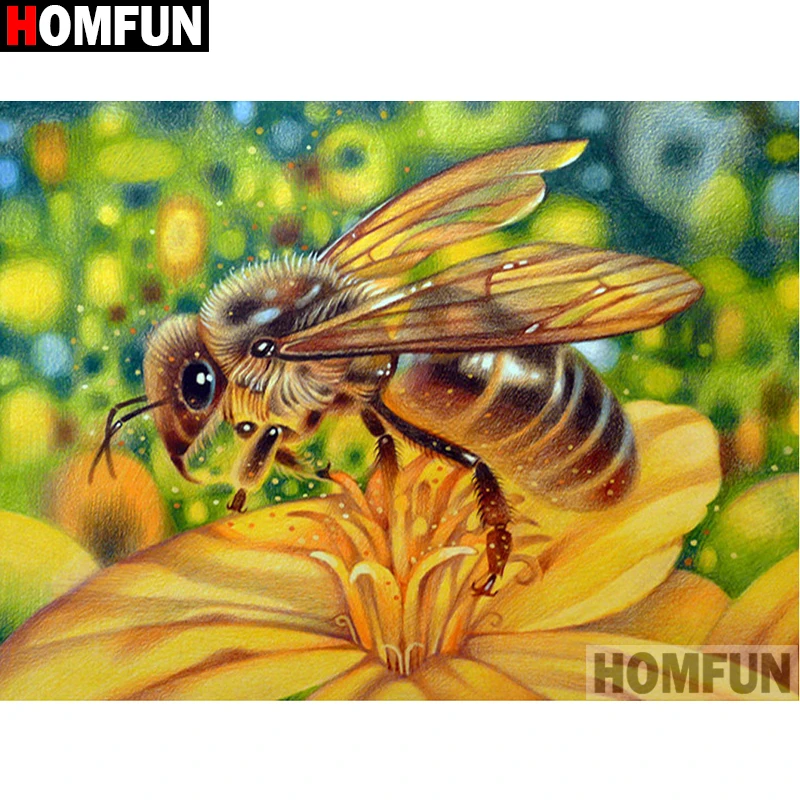 HOMFUN Full Square/Round Drill 5D DIY Diamond Painting &quotbee&quot Embroidery Cross Stitch Home Decor A07062 | Дом и сад