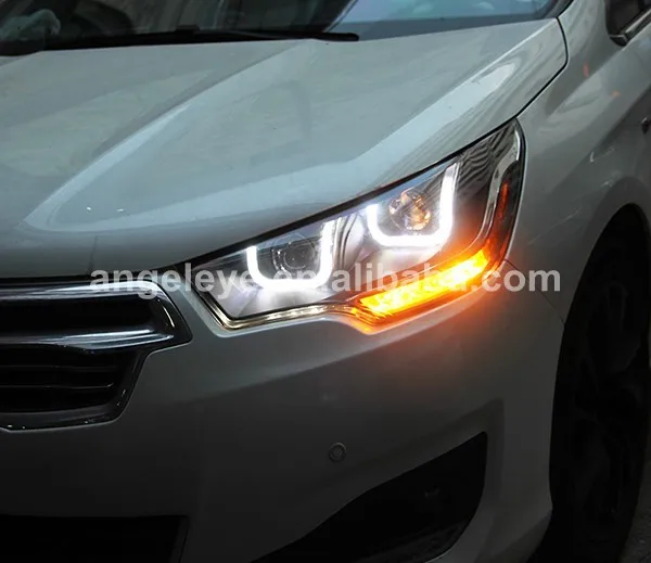 Для CITROEN C4L светодиодный налобный фонарь с DRL линзы проектора bi xenon 2012 до года