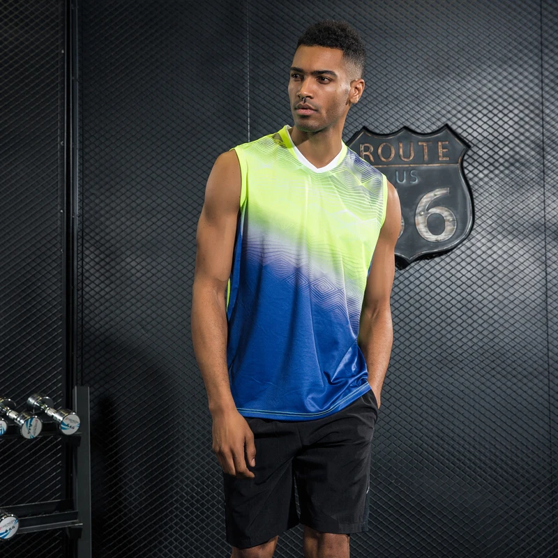 BINTUOSHI camiseta de tenis de mesa sin mangas + Pantalones cortos para hombre ropa de tenis de bádminton conjunto de chaleco deportivo transpirable de secado rápido BINTUOSHI camiseta de tenis de mesa sin mangas + Pantalones cortos para hombre ropa de tenis de bádminton conjunto de chaleco deportivo transpirable de secado rápido