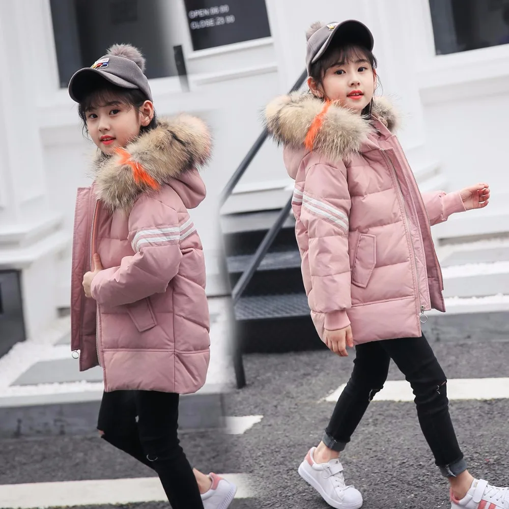 

HSSCZL Girls Duck Down Jackets 2018 Brand Winter Thicken girl down coat coats Hooded fur collar Fashion Outerwear overcoat 5-12A