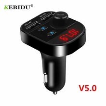 KEBIDU 12 В 24 в Bluetooth 5,0 автомобильный комплект 4.1A двойной USB зарядное устройство для телефона адаптер питания ЖК-дисплей цифровой дисплей напряжения AUX fm-передатчик