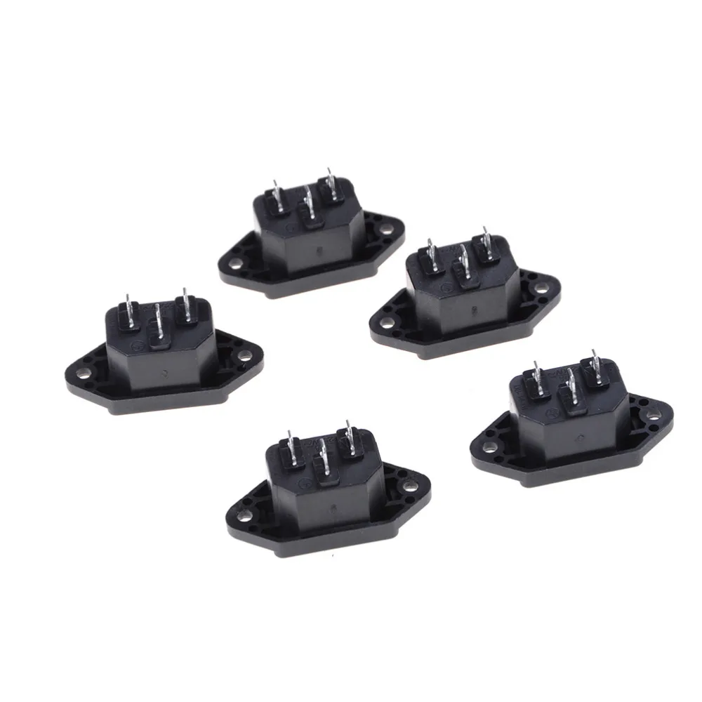 

HIGH QUALITY Black IEC 320 C14 Male Plug Panel Power Inlet Sockets Connectors AC 250V 10A 5Pcs/lot
