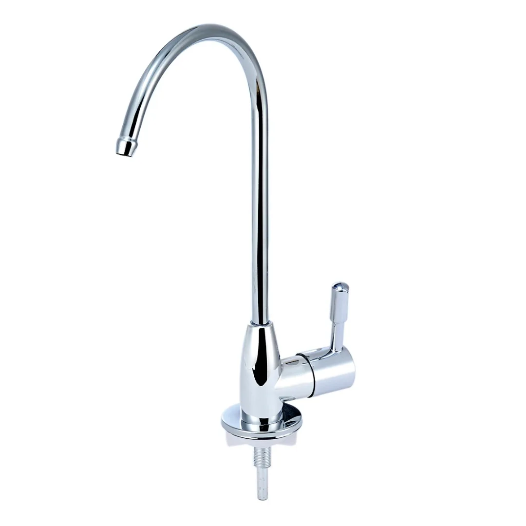 1pc  1/4'' Practical Water Filter Tap Deck-Mounted Ceramic Valve Drinking Water Faucet Kitchen Sink Faucets Silver Top Quality