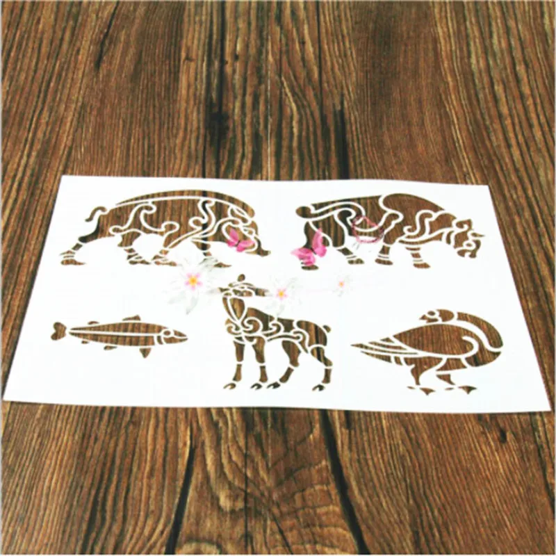

Wild Animals Stencil Airbrush Painting Art Cake Spray Mold DIY Decor Crafts School Office Supplies Scrapbooking Wall Diary Decor