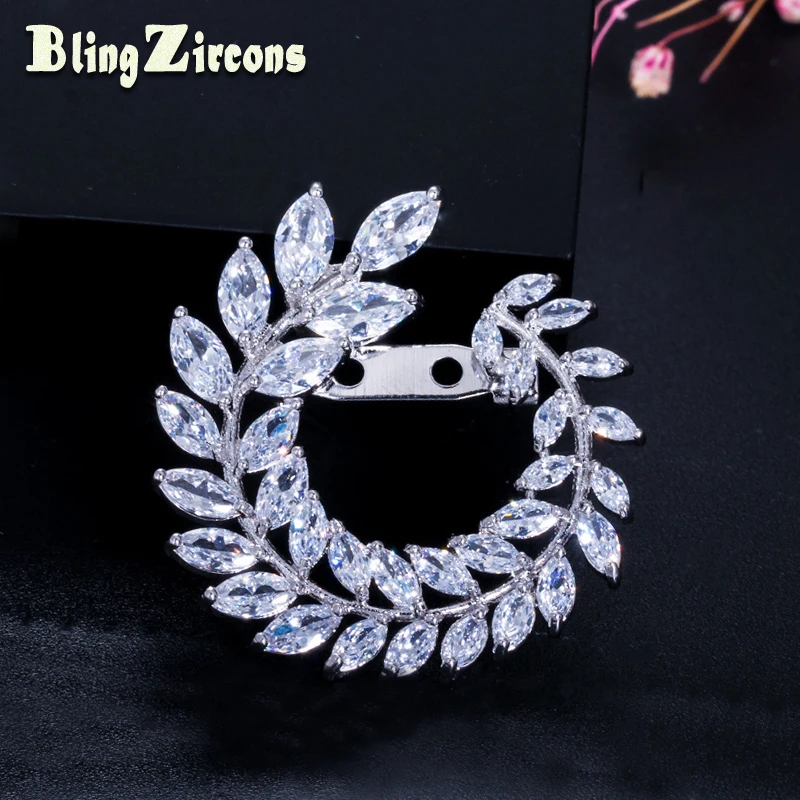 

BeaQueen Fashion Leaf Shape Scarves Buckle AAA Cubic Zirconia Crystal Scarf Clip Brooch Jewelry Accessories for Women BH003