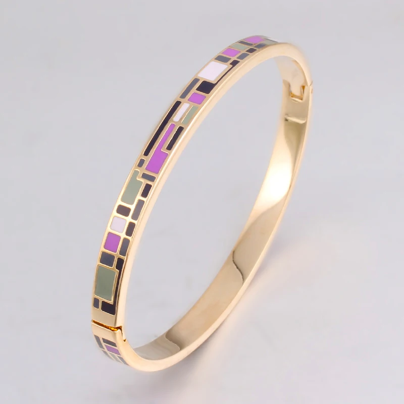 Enamel Gold-color Stainless Steel Bangle Opened for Women Jewelry Bracelet Top Quality Factory Price 4