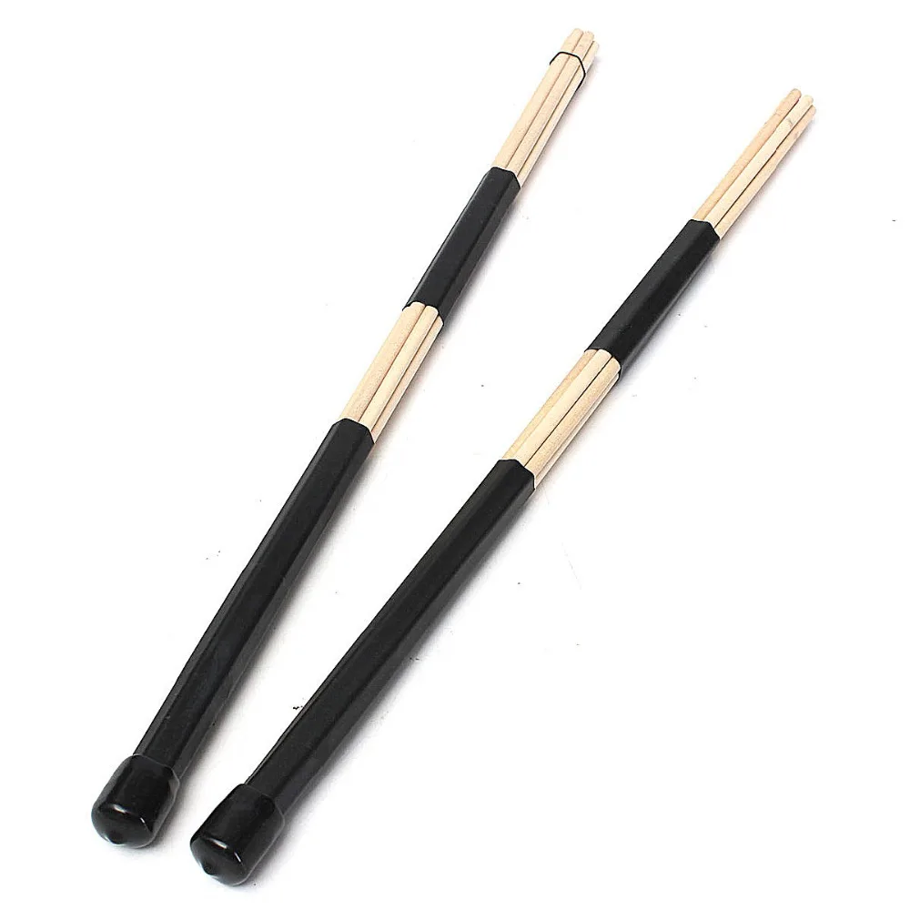 

Pair Professional Wooden Drum Sticks Rods Rubber Handle Drumsticks Brushes
