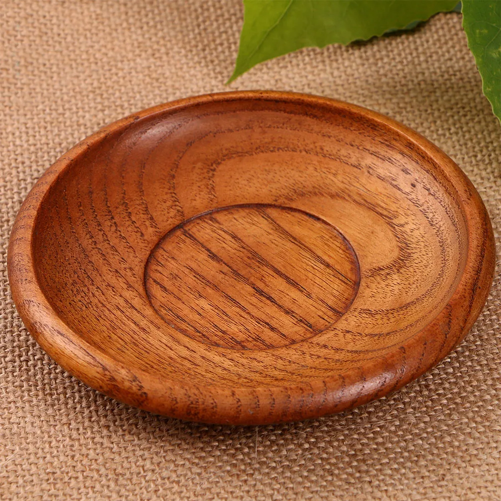 

Eco-friendly Tableware Wooden Bowl Saucer Dishes Round Home Chinese Style