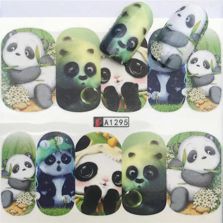Наклейки для ногтей художественные украшения слайдер бамбуковая панда клейкие Водные Наклейки маникюрный лак аксессуары инструменты для полировки фольга - Цвет: Светло-серый