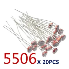 20 pces x 5506 luz dependente resistor ldr 5mm photoresistor atacado e varejo resistência fotocondutora para arduino