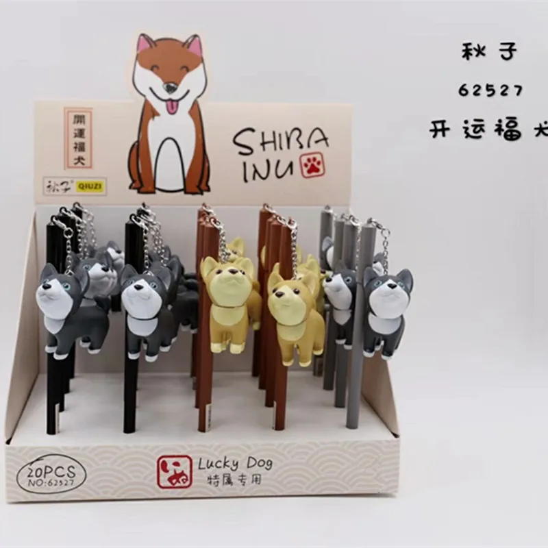 

24 Pcs/lot Lucky Shiba Dog Pendant Gel Pen Ink Pen Promotional Gift Stationery School & Office Supply