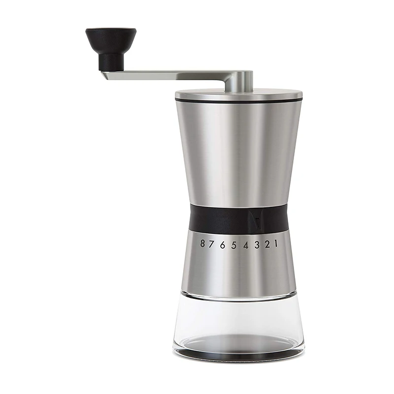 

Stainless Steel Manual Coffee Grinder - Conical Ceramic Burr - Portable Hand Crank Mill - 15 Adjustable Settings