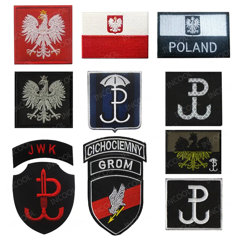

Poland Flag Embroidery Patch Polish Eagle Special Force Army Military Morale Patches Tactical Emblem Applique Embroidered Badges