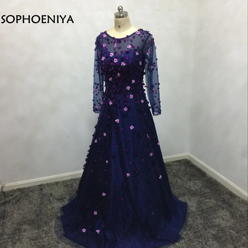 New Arrival Long sleeve Evening dress 2021 Robe de soiree abendkleider abiye gown Formal Hand flower | Свадьбы и торжества