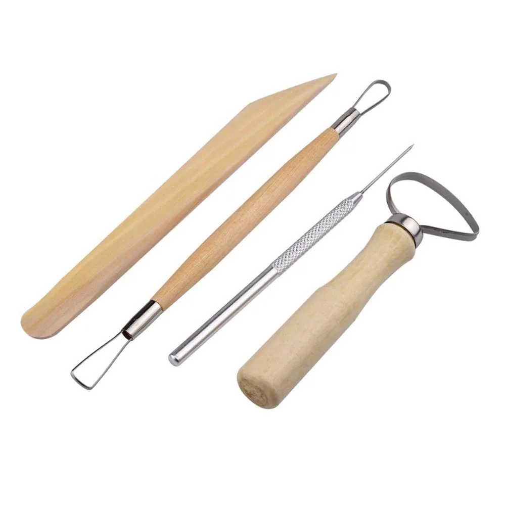 

19pcs Clay Sculpting Sculpt Smoothing Wax Carving Pottery Ceramic Tools Wood Handle Set _WK