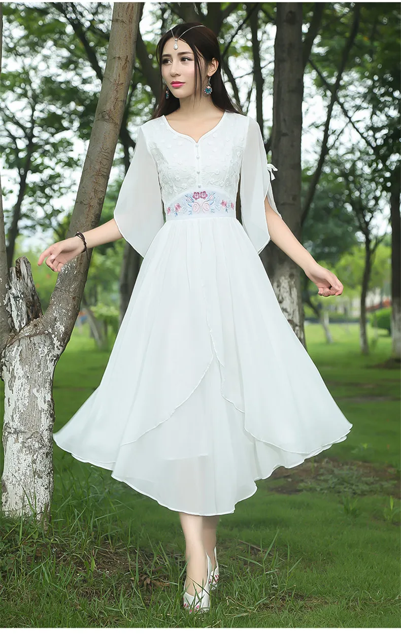 

High Quality Explosions Leisure chinese style Draped matching Dresses Women spring autumn Casual Dress