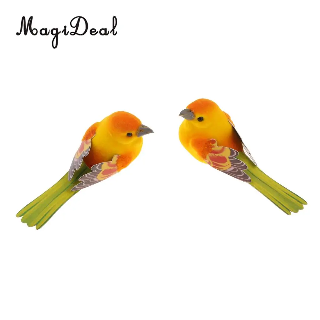 MagiDeal 2pcs Artificial Realistic Decor Fake Bird Simulation Home Ornament Bird