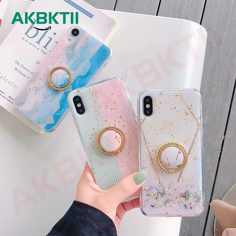 Золото Фольга Bling Мрамор чехол для телефона iPhone 7 8 6s плюс AKBKTII XS Max XR мягкий блеск TPU