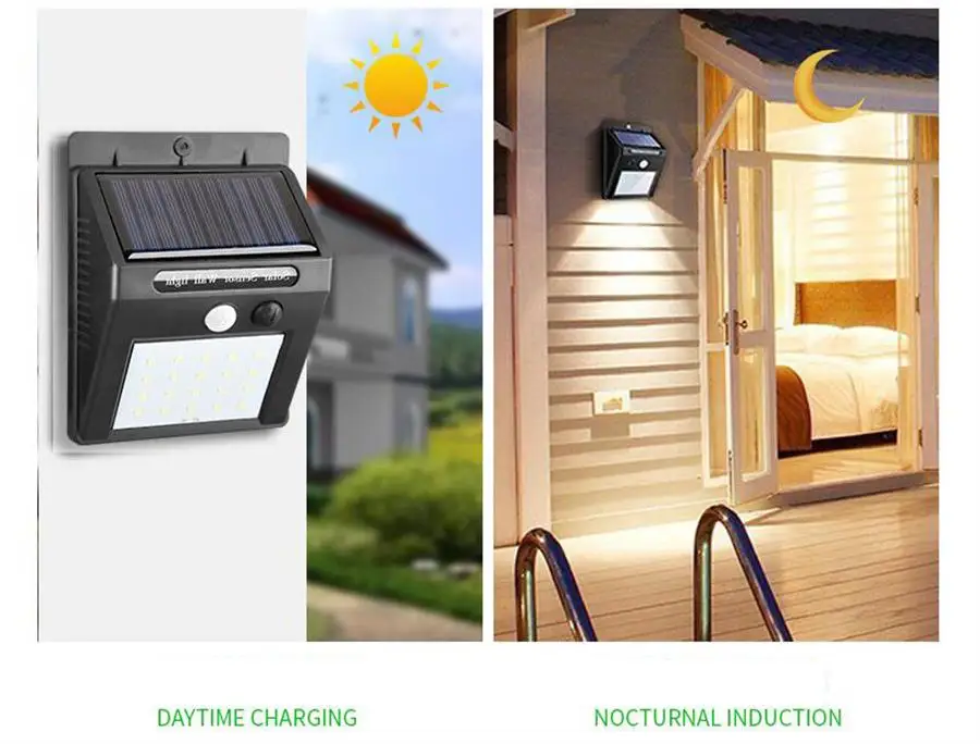 BUYBAY Brand LED Solar Light Outdoor Porch Lighting PIR Motion Sensor Solar lamp Garden Wall Yard Deck Security Lights 20LEDs